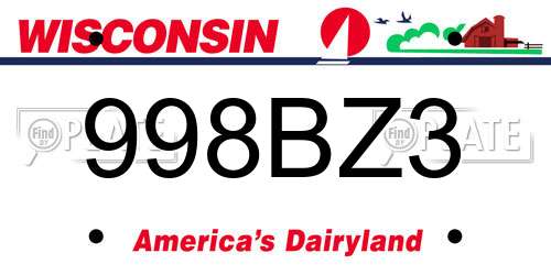 998BZ3 Wisconsin License Plate