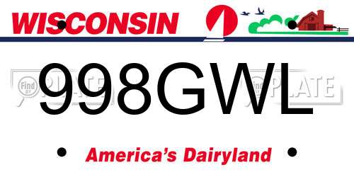 998GWL Wisconsin License Plate