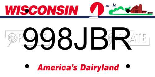 998JBR Wisconsin License Plate