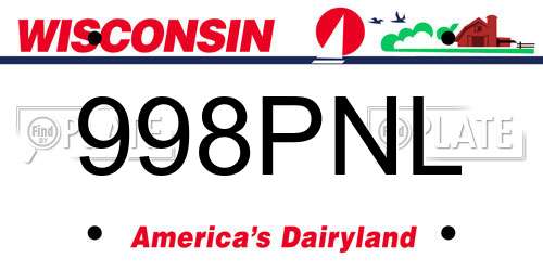 998PNL Wisconsin License Plate