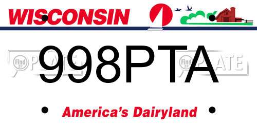 998PTA Wisconsin License Plate