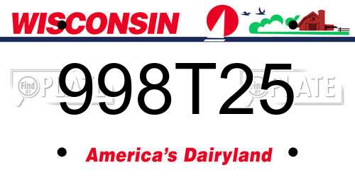998T25 Wisconsin License Plate