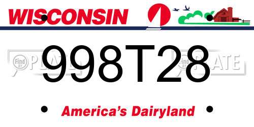 998T28 Wisconsin License Plate