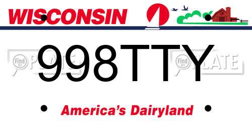 998TTY Wisconsin License Plate