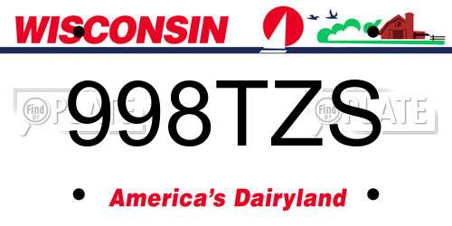 998TZS Wisconsin License Plate
