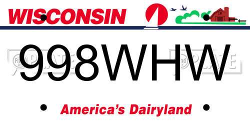 998WHW Wisconsin License Plate