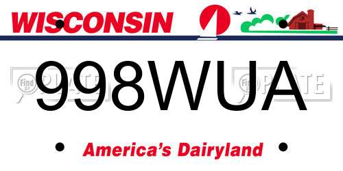 998WUA Wisconsin License Plate