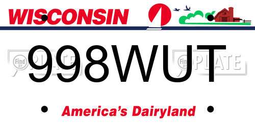 998WUT Wisconsin License Plate