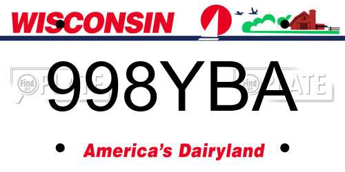 998YBA Wisconsin License Plate