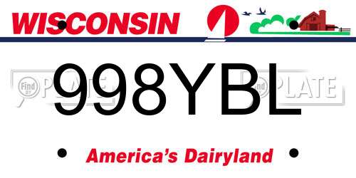 998YBL Wisconsin License Plate