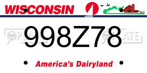 998Z78 Wisconsin License Plate
