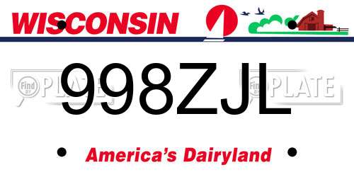 998ZJL Wisconsin License Plate