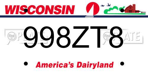 998ZT8 Wisconsin License Plate