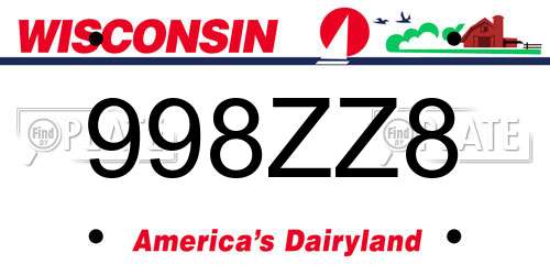 998ZZ8 Wisconsin License Plate