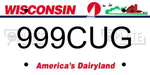 999CUG Wisconsin License Plate