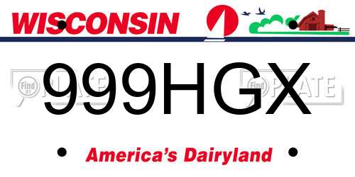 999HGX Wisconsin License Plate