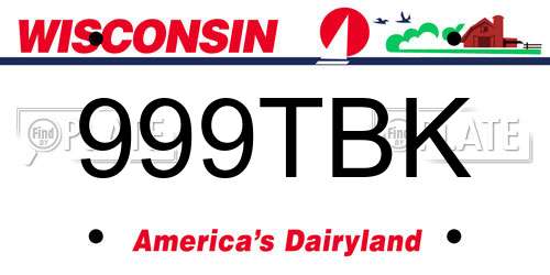 999TBK Wisconsin License Plate