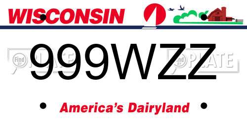 999WZZ Wisconsin License Plate