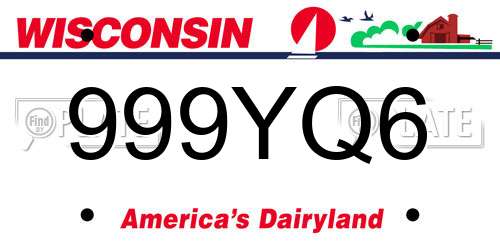 999YQ6 Wisconsin License Plate