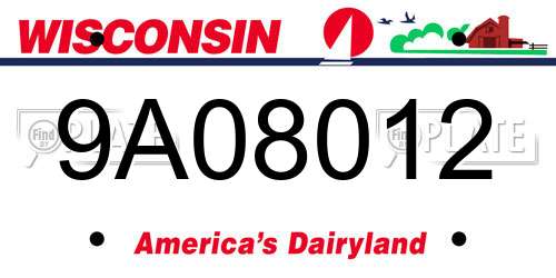 9A08012 Wisconsin License Plate