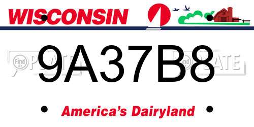 9A37B8 Wisconsin License Plate