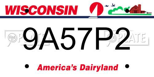 9A57P2 Wisconsin License Plate