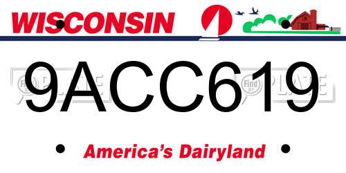 9ACC619 Wisconsin License Plate
