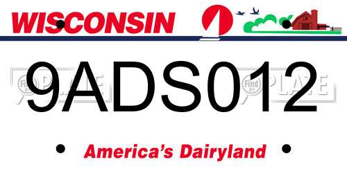 9ADS012 Wisconsin License Plate