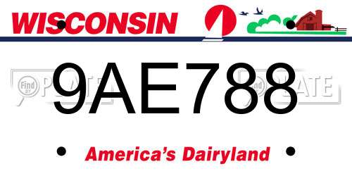 9AE788 Wisconsin License Plate