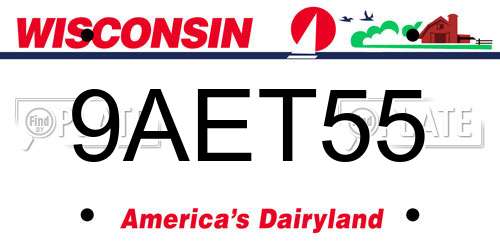 9AET55 Wisconsin License Plate