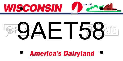 9AET58 Wisconsin License Plate
