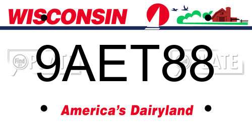 9AET88 Wisconsin License Plate