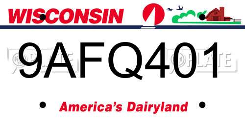 9AFQ401 Wisconsin License Plate