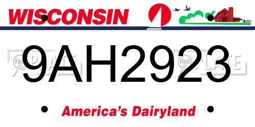 9AH2923 Wisconsin License Plate