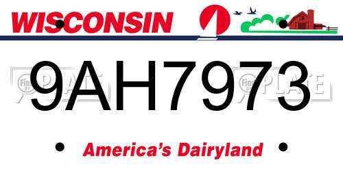 9AH7973 Wisconsin License Plate
