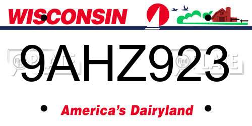 9AHZ923 Wisconsin License Plate