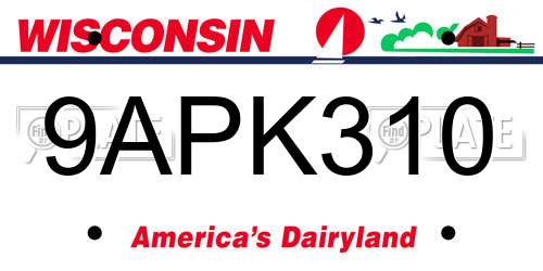 9APK310 Wisconsin License Plate