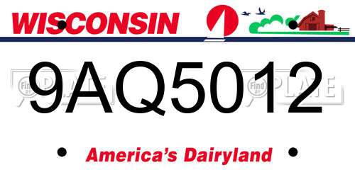 9AQ5012 Wisconsin License Plate