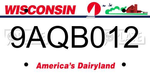 9AQB012 Wisconsin License Plate