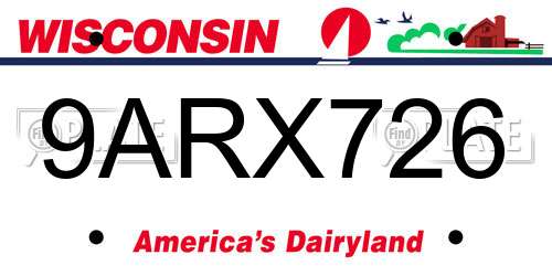 9ARX726 Wisconsin License Plate