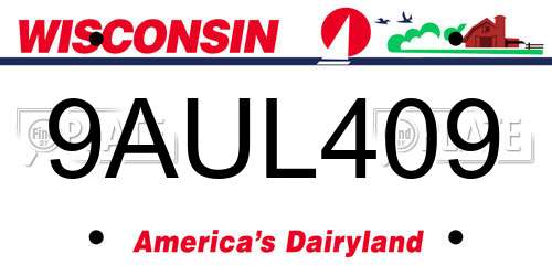 9AUL409 Wisconsin License Plate