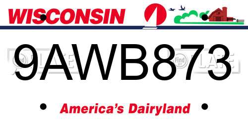 9AWB873 Wisconsin License Plate