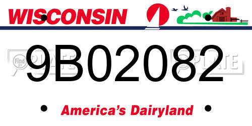 9B02082 Wisconsin License Plate