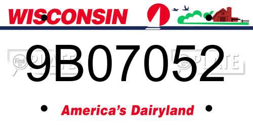 9B07052 Wisconsin License Plate