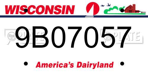 9B07057 Wisconsin License Plate