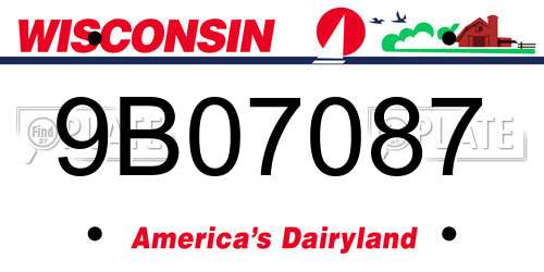 9B07087 Wisconsin License Plate