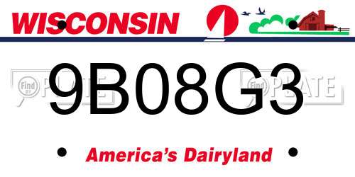 9B08G3 Wisconsin License Plate