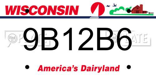 9B12B6 Wisconsin License Plate