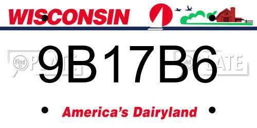 9B17B6 Wisconsin License Plate