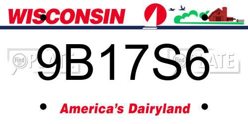 9B17S6 Wisconsin License Plate